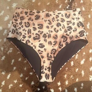 NWOT Mara Hoffman high waist bikini bottom reversible leopard brown M